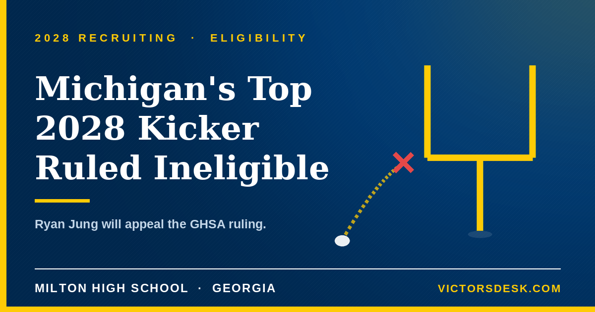 Michigan Kicker Ryan Jung ruled ineligible